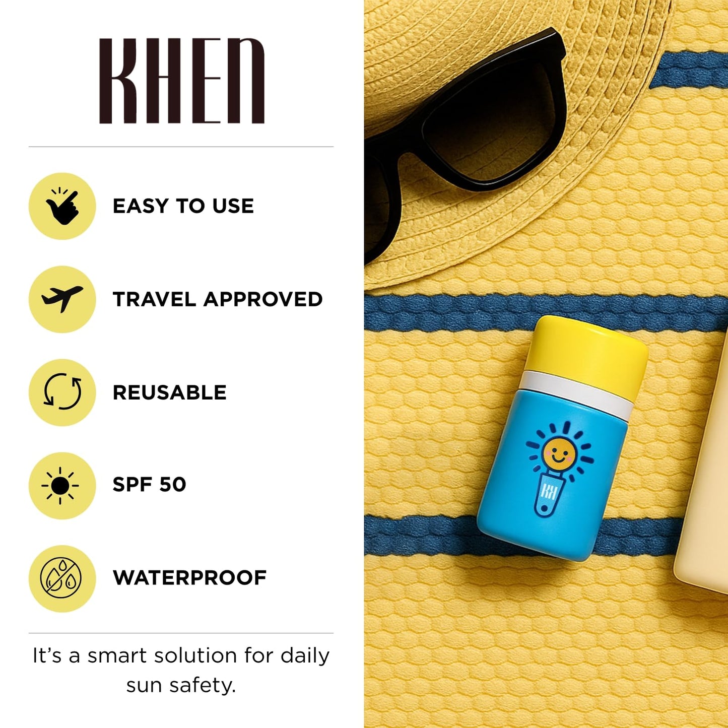 Sunscreen Applicator With Broad Spectrum SPF 50+ Sunscreen UVA/UVB Protection, Water-Resistant 5oz - Kids, Adults & Families, Re