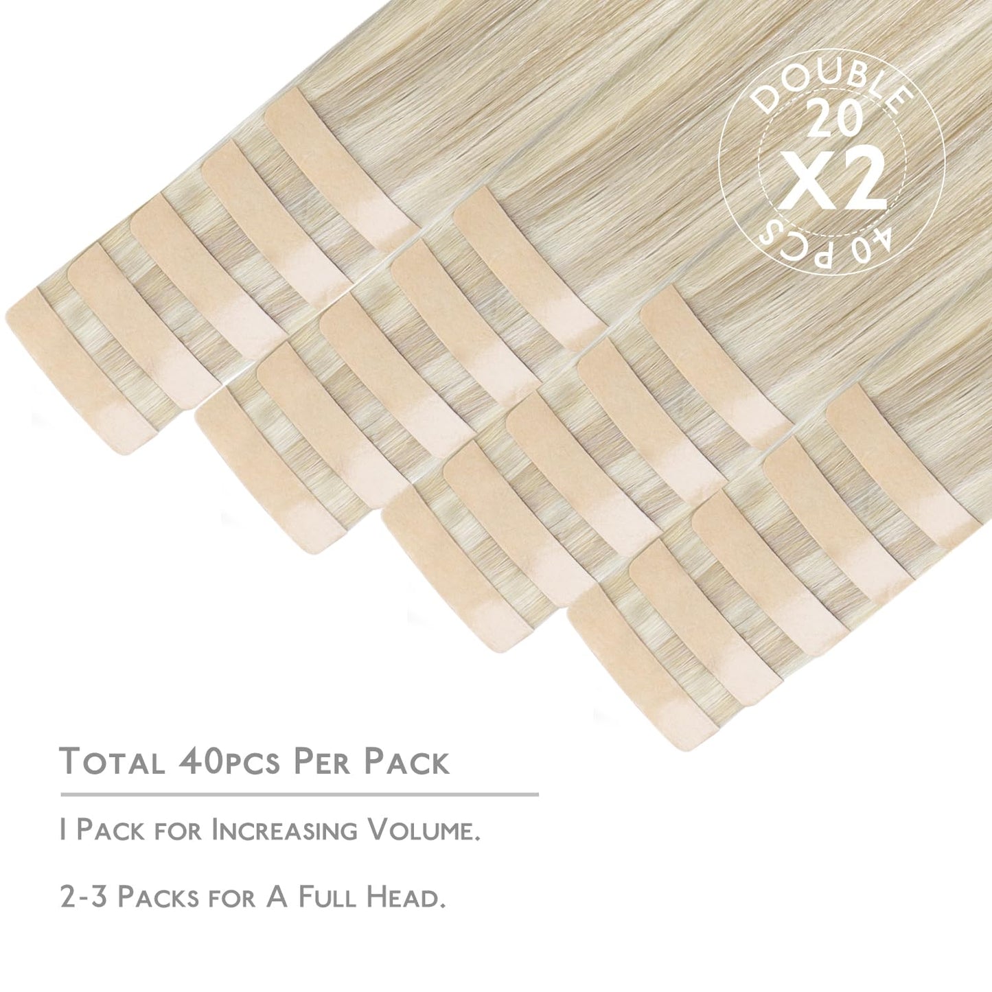 WENNALIFE Tape in Hair Extensions Human Hair, 40pcs 60g 10 inch Ash Blonde Highlighted Platinum Blonde Hair Extensions Real Huma