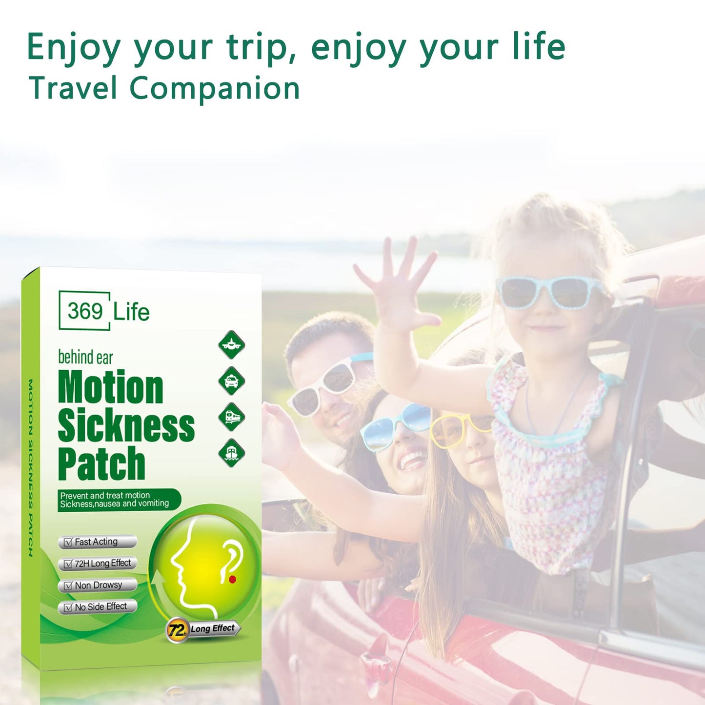 369 Life Motion Sickness Patches for Car and Boat Rides, Ships, Cruise and Airplane & Other Forms of Transport - Travel Essentials, for Adults and Kids (36 Count)