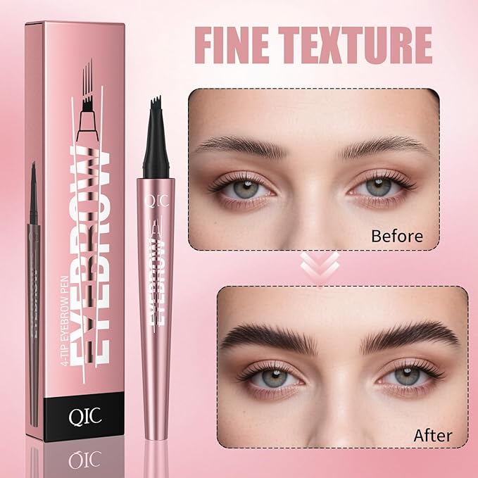 Eyebrow Pen, Waterproof Microblading Eyebrow Pencil, Eye Brown Makeup Pen with a Micro-Fork Tip for Women to Effortlessly Create Hair Like Natural Brows Light Brown
