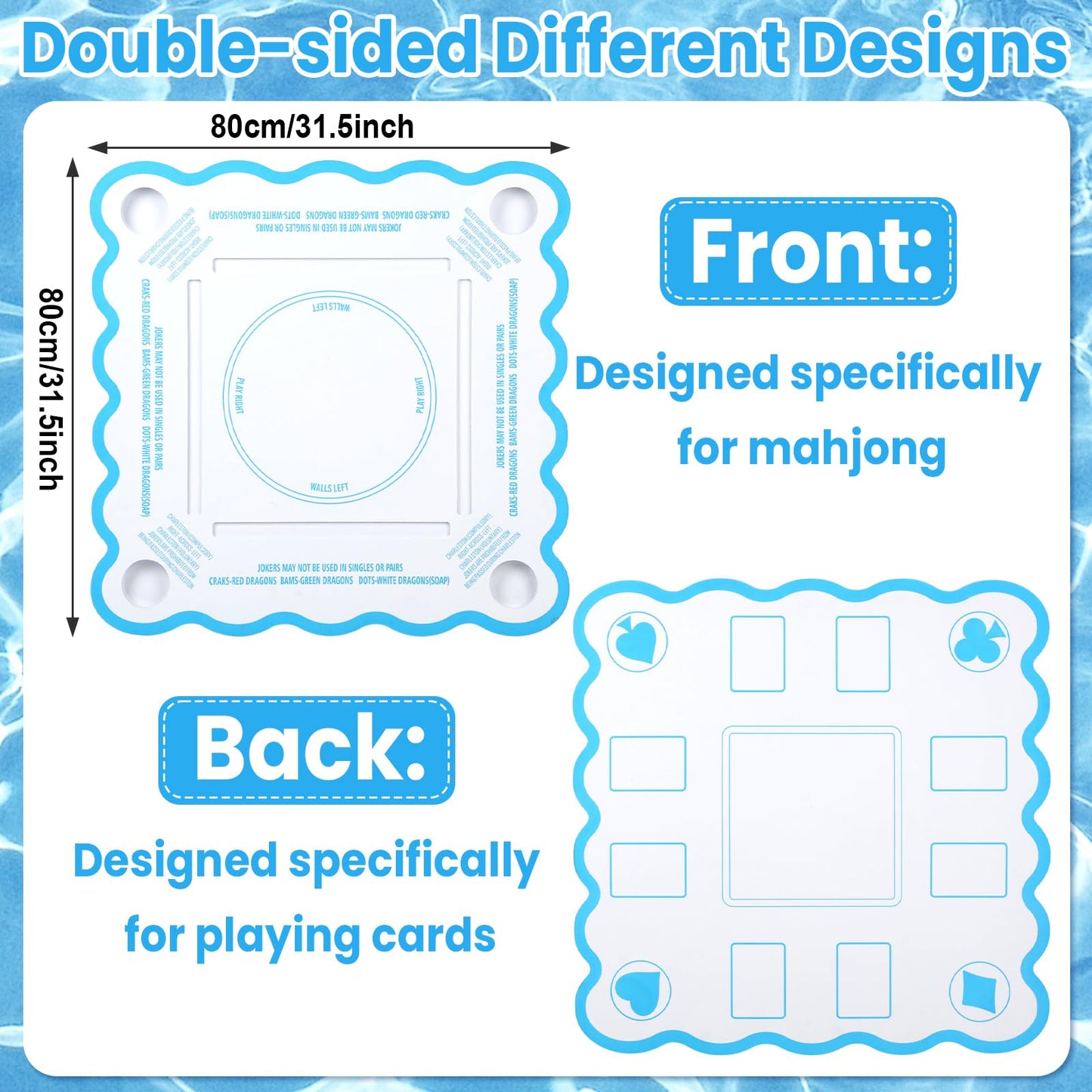 Mahjong Game Floating Table with Rules for Pool Double Side Poker Float Board for Card Games Scrabble Dominoes Mahjong Game Tray for Water Swimming Pool and Hot Tub Summer Beach Party Supplies