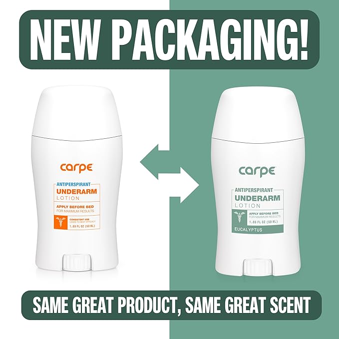 Carpe Underarm Antiperspirant and Deodorant, Clinical strength with all-natural Eucalyptus scent, Combat excessive sweating Stay fresh and dry, Great for hyperhidrosis