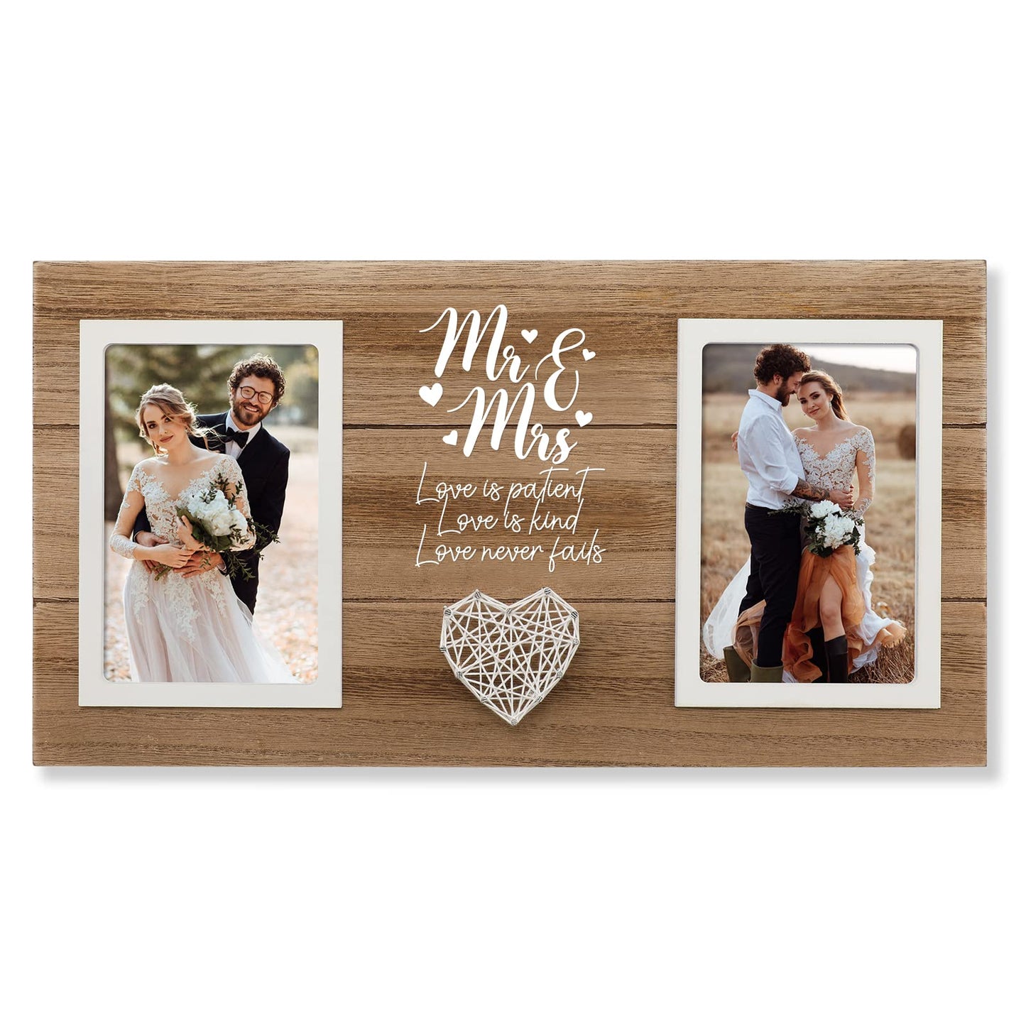 Calibron Personalized Wedding Gifts for Couples, Bridal Shower Gift for Bride, Mr & Mrs Photo Frame Holds 2pcs 4x6 Pictures, Unique Wedding Gifts for Newlyweds