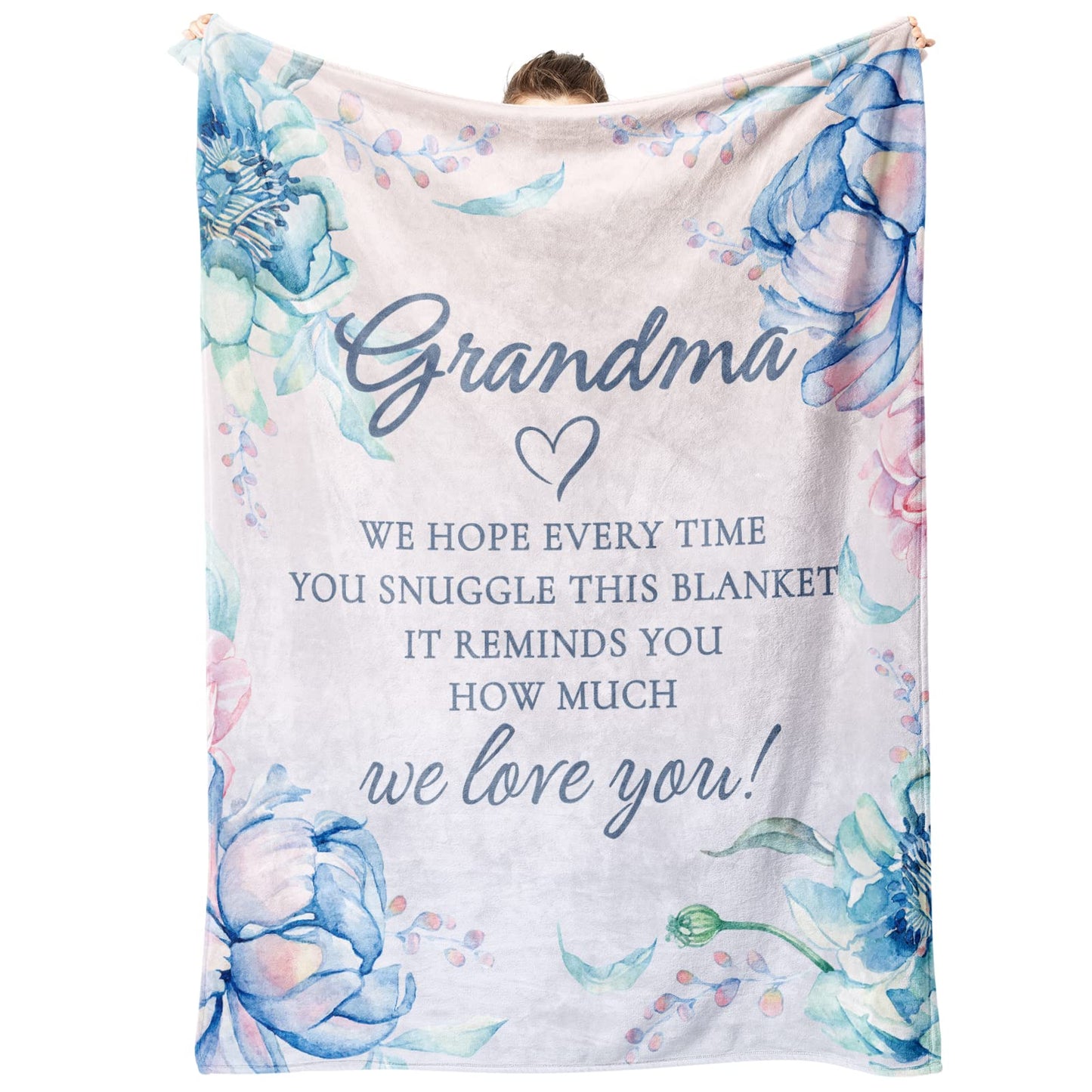 Afterprints Grandma Gifts Blanket, Birthday Gifts for Grandma, Grandmother Gift from Grandkids on Grandparents Day, We Love You Soft Throw Blankets 50" x 60"