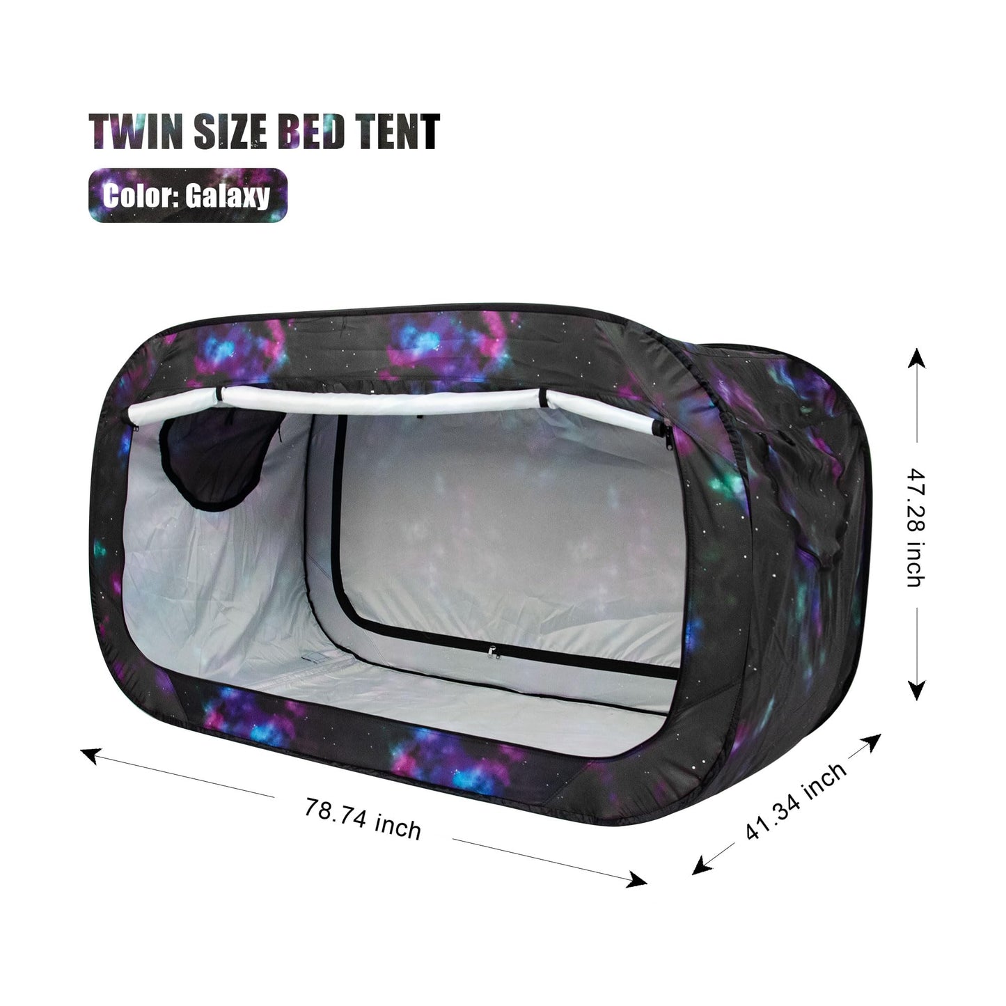 ANC POP Bed Tent Twin Bed Canopy Portable Dream Tent for Kids and Adult Indoor Sleeping Tents with 2 Doors Breathable Private Space Tents, Galaxy