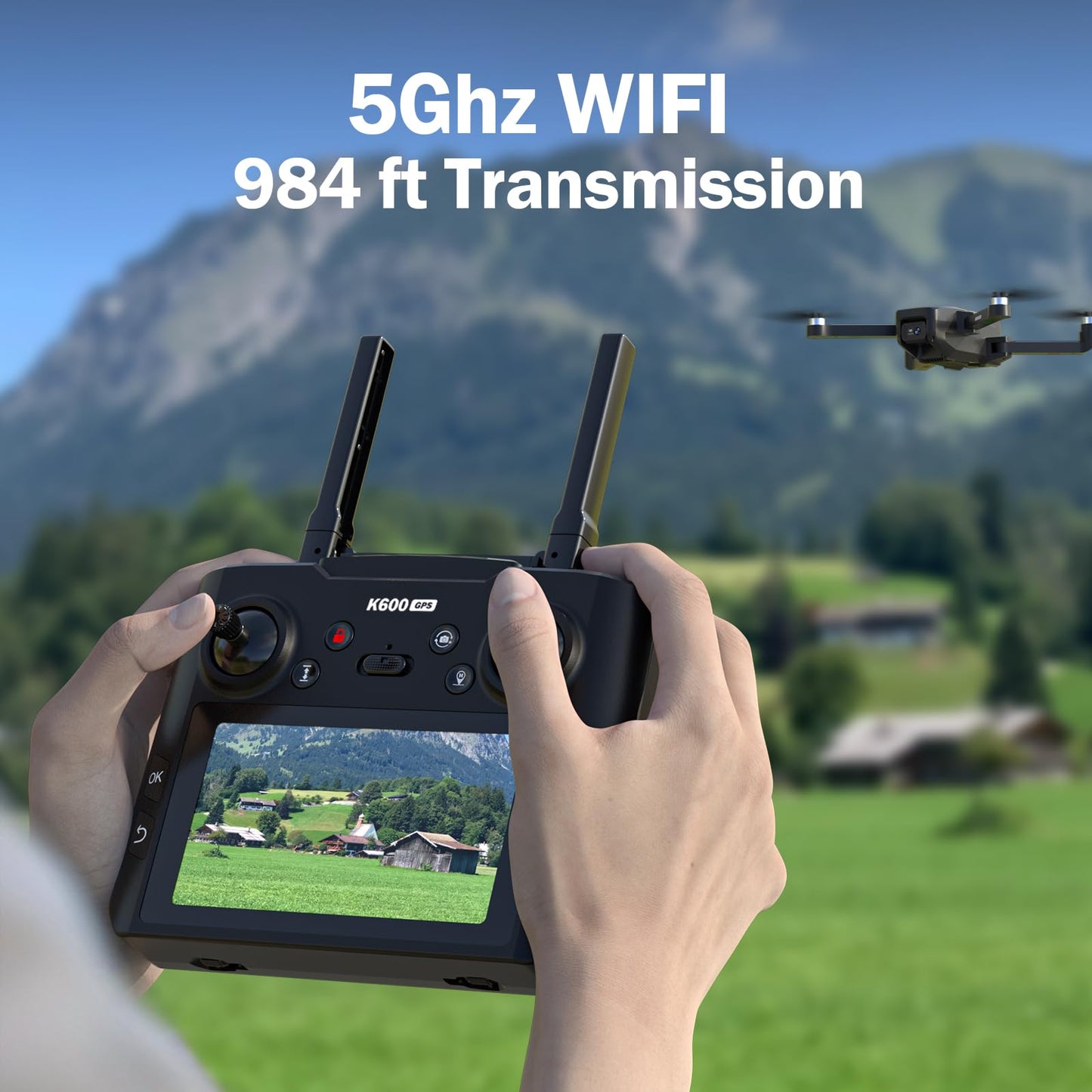 GPS Drone with EIS Camera 4.5" LCD Screen on Controller, FPV Drones Al Track&Orbit Mode with Professional with Auto Return Follow Me for Adult Beginner, GPS Brushless Drone Long Range Circle Fly,Under 249g