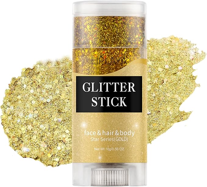 Gold Face and Body Glitter Stick,Holographic Neon Accessories Outfit Singer Concert Sparkling Festival Rave Glitter Makeup