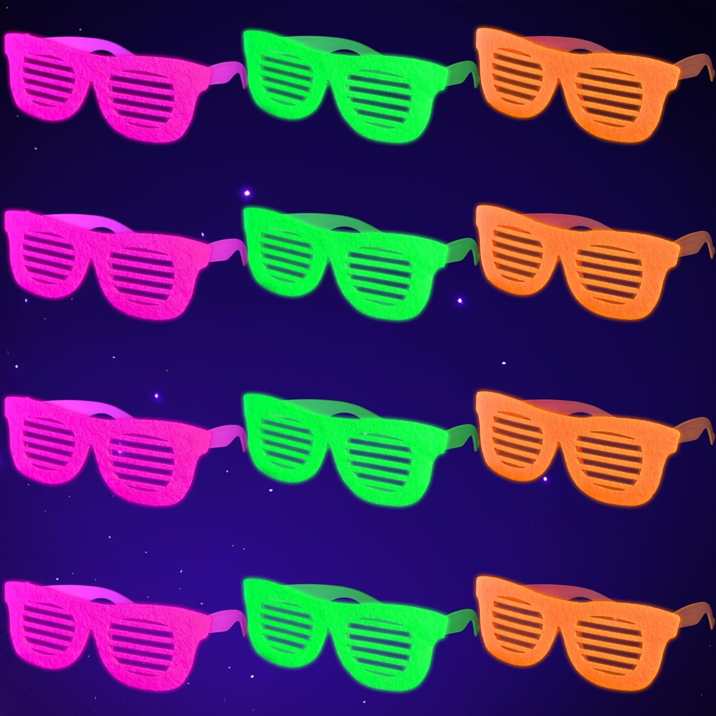 Mega-L 12 Pcs Glow in The Dark Glasses, Glow in The Dark Party Supplies, Neon Fluorescent Blacklight Eyeglasses Party Favors, Glow Photo Booth Props Eyewear Accessories for Women, Men, Adult Halloween