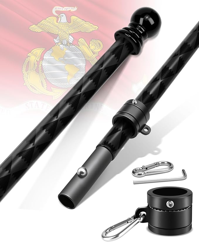 6FT Flag Pole For Outside House, Outdoor Flag Pole With Carbon Fiber, 2-Section Non-Wrapping Heavy Duty Design, Flagpoles ...