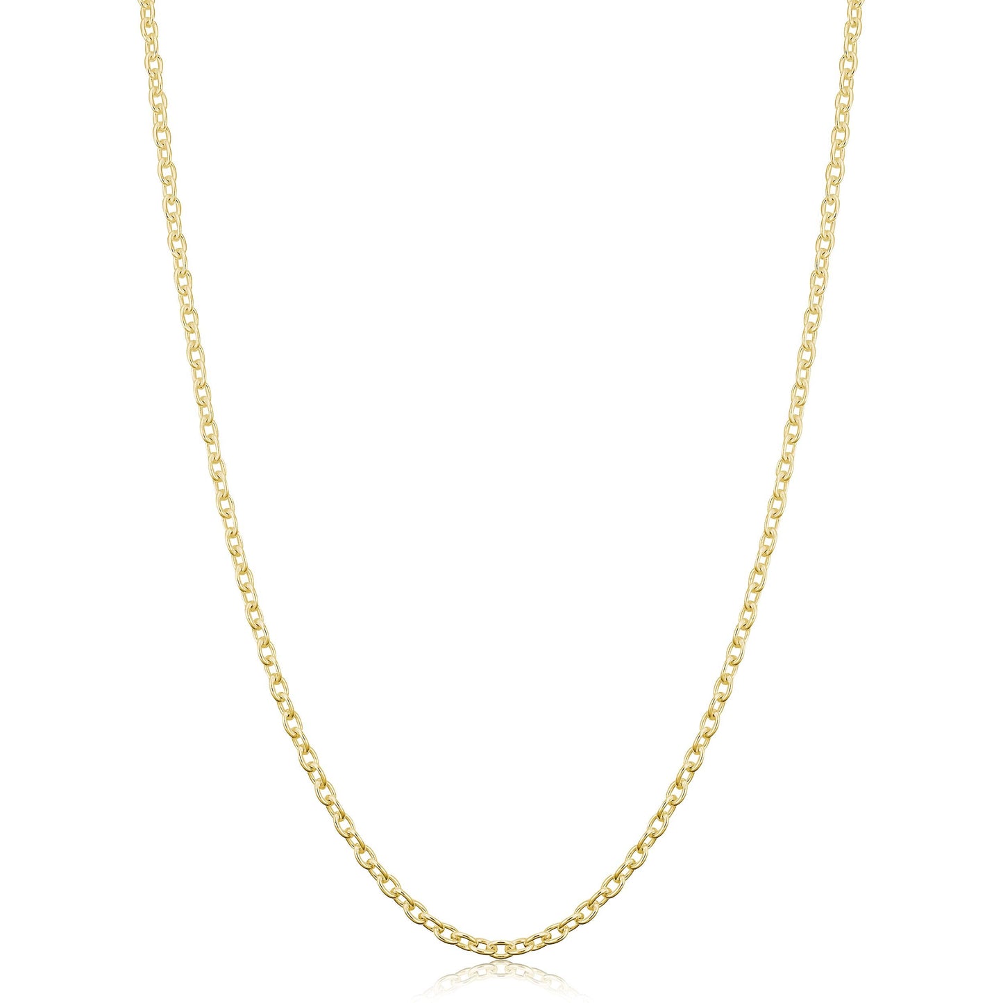 Kooljewelry Yellow Gold Over Sterling Silver Round Cable Chain Necklace (2.1 mm, 18 inch)