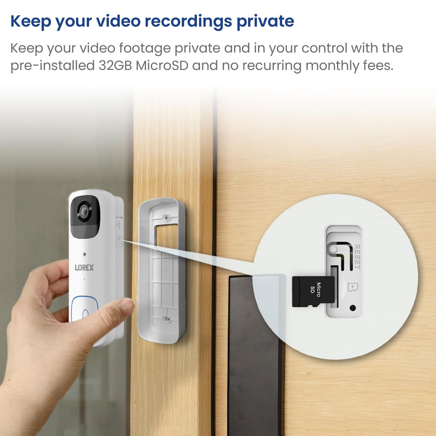 Lorex 2K Wireless WiFi Smart Video Doorbell Camera | No Subscription Fee | 32GB MicroSD Card Included | Smart Security Lighting | Night Vision | Battery-Powered | Motion Detection | Black