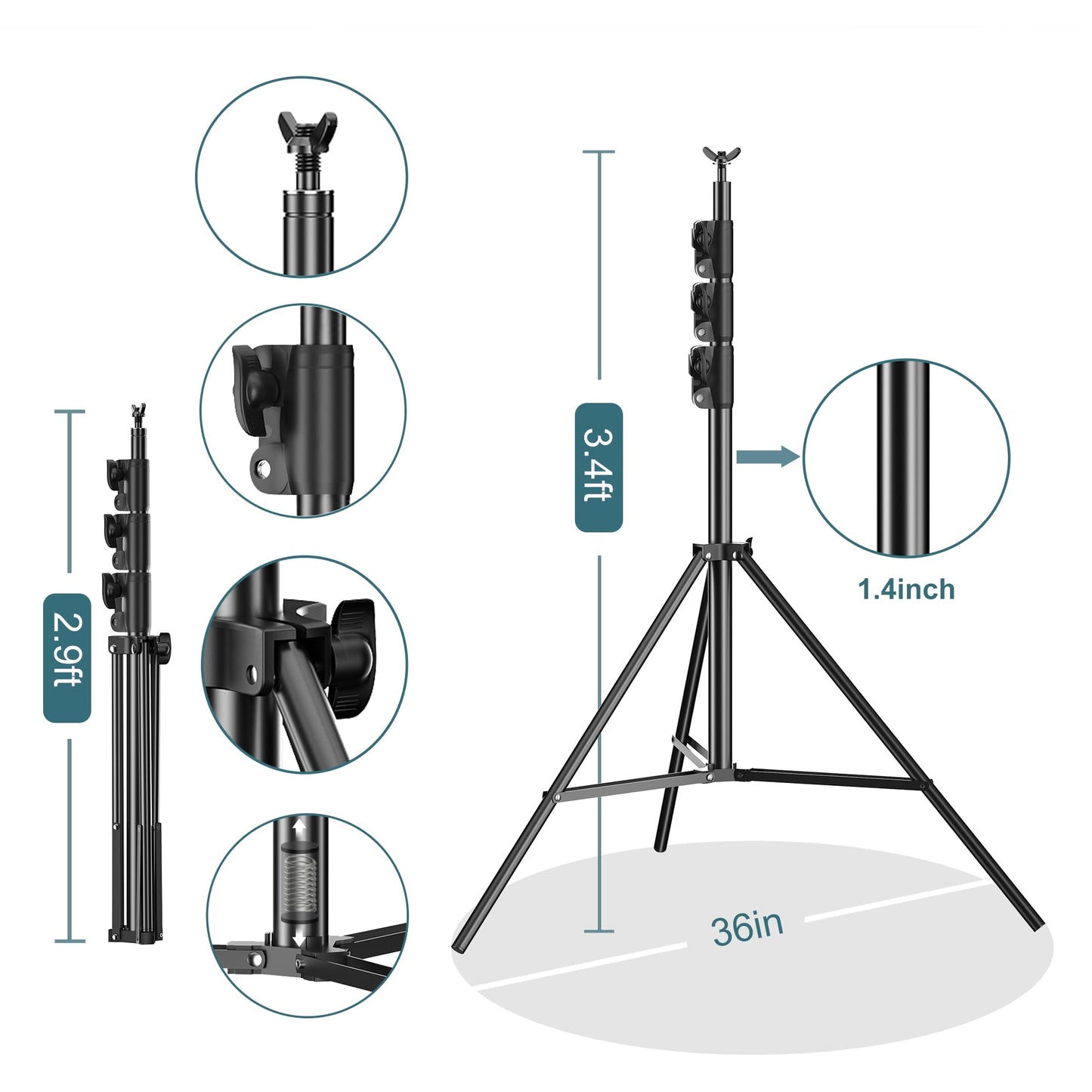 FUDESY Photo Video Studio 10 x 10Ft Heavy Duty Adjustable Backdrop Stand,Background Support System for Photography with Carry Bag, 6 Pcs Clip Clamps