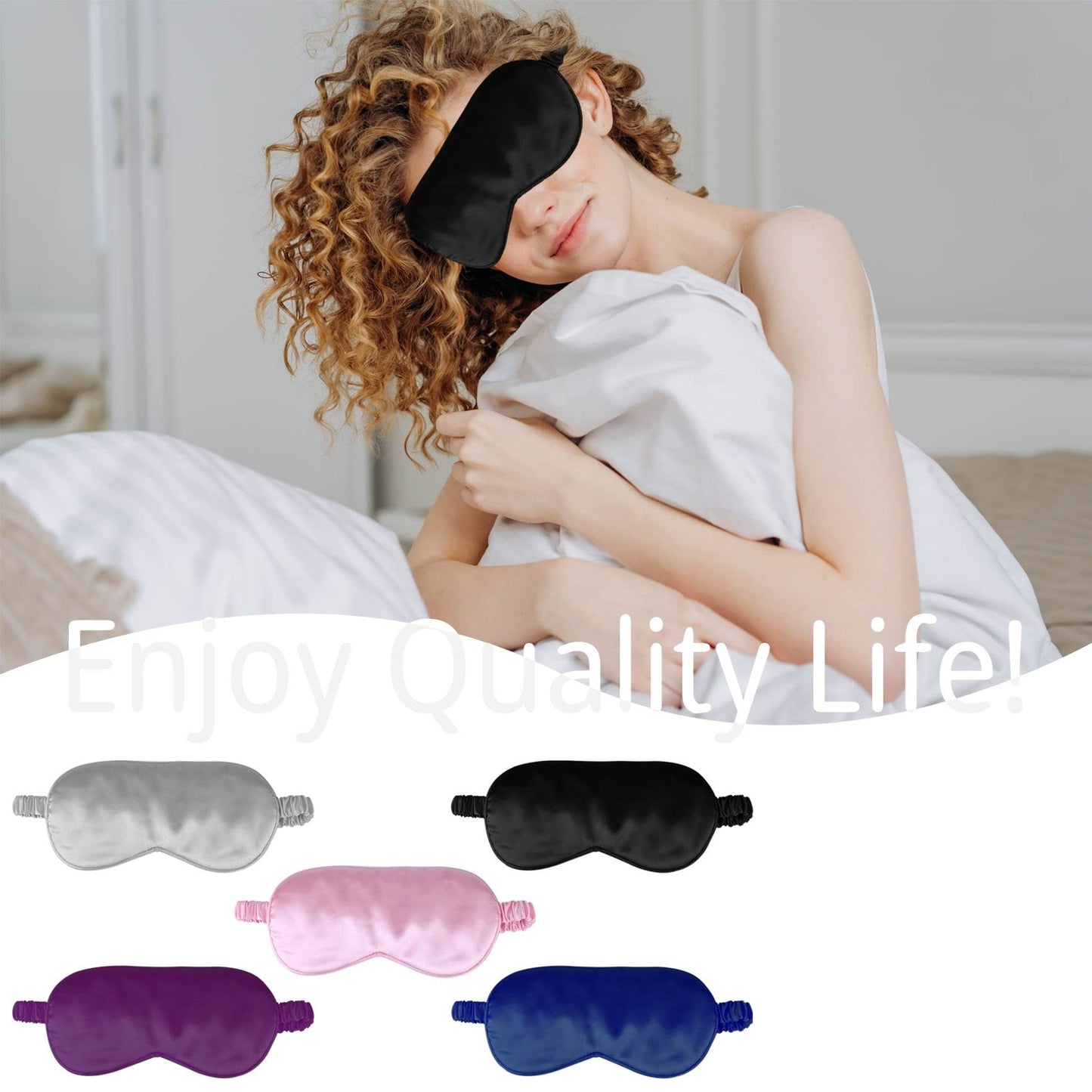 1 Pack Sleep Mask, Silk Eye Mask with Elastic Strap, Blindfold, Soft Silk Sleeping Mask for Girls, Women, Men (Pink)