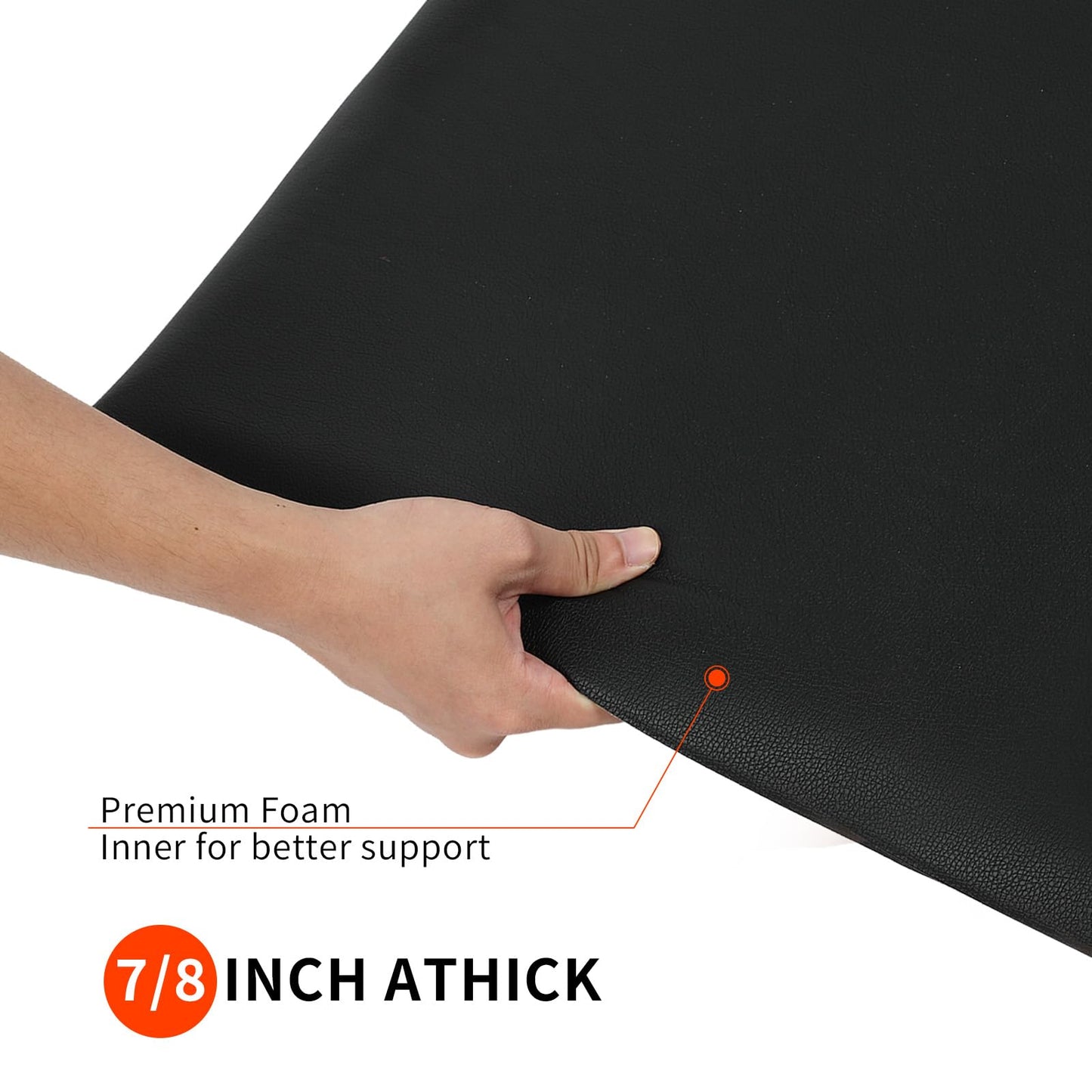 7/8 Inch Thick Anti-Fatigue Barber Floor Mat, 3'x5' Large Rectangular Salon Mat for Hair Stylist, Waterproof PU Skin-Friendly Mat for Barbershops & Beauty Stations
