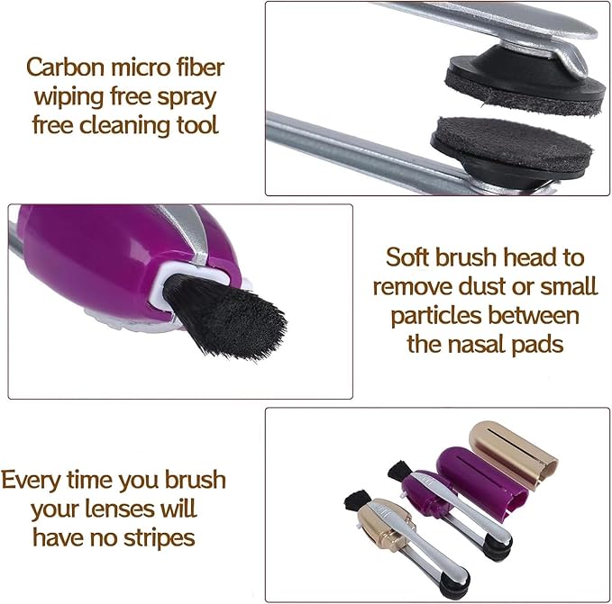 3Pcs Glasses Cleaner, Eyeglass Cleaner Portable Eyeglass Cleaning Kit, Lens Cleaner with Microfiber Tech Portable Mini Sunglasses Brush Cleaning Tool, Easily to Carry for Travel Commutes Office School