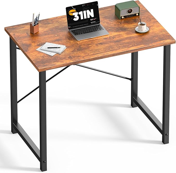 DUMOS 32 in Small Computer Desk for Home Office, Modern Study Work Table Simple Style for Bedroom, Writing Desks with X-Sh...