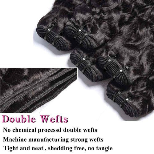 Brazilian Water Wave Bundles 100% Unprocessed Virgin Human Hair(16 18 20 inch) Water Curly Weave Bundles Human Hair Weft Double Strong Weft Natural Black for Women