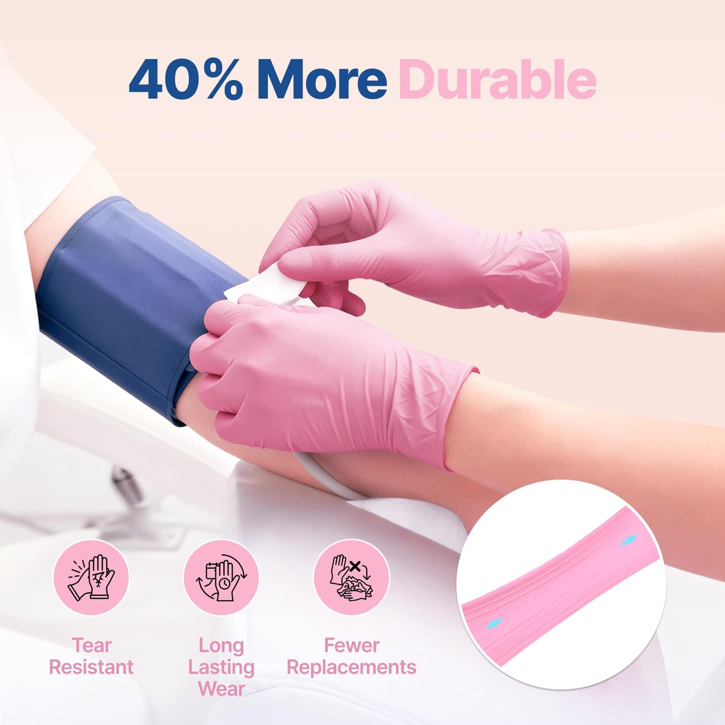 Schneider Nitrile Exam Gloves, 4-mil Medical Gloves Disposable Latex Free, Powder Free, Food Safe Glove for Cooking, Cleaning, Examination, Cherry Blossom, XL, 100-ct Box