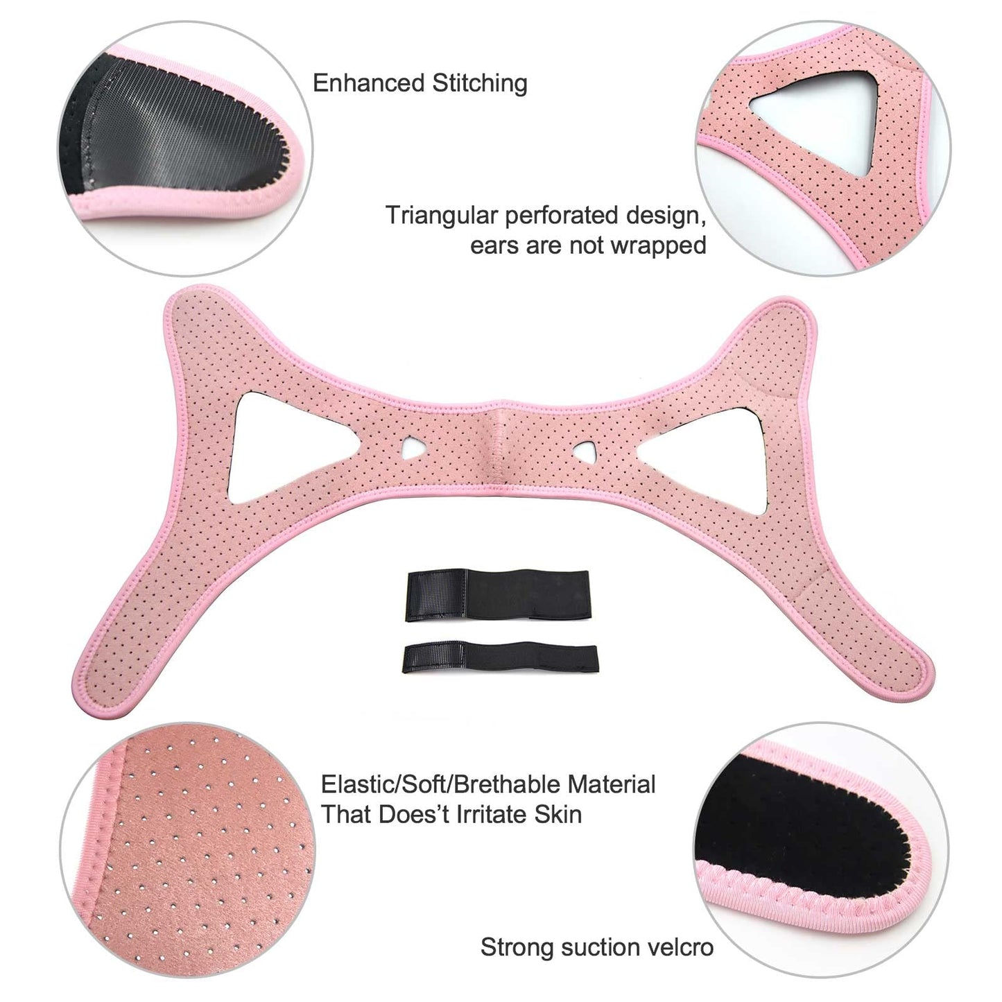 Chin Strap - Chin Strap for Cpap Users, Cpap Chin Strap, Anti Snoring Chin Strap, Chin Strap for Snoring, Breathable Comfortable Cpap Chin Straps for Men and Women, Extension Strap, Pink (Pink)