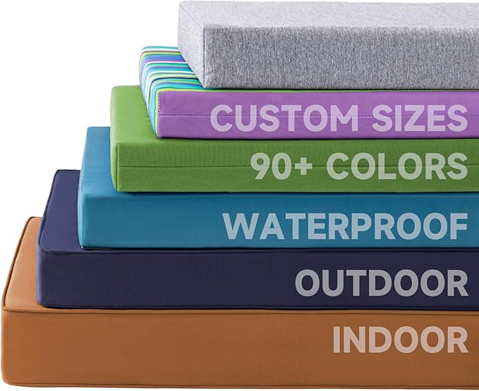 BayHomes Custom Bench Cushion for Indoor/Outdoor Patio Furniture/Window Seat Cushions.Premium 75D High-Resilience Foam(Custom Fabric/Color/Size/Non-Slip Methods/Piping/Thicknessto Choose from)