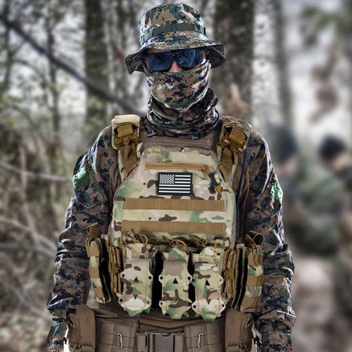 Jueachy Tactical Vest for Men Quick Release: Lightweight Molle Vest Adjustable Breathable Weighted Vest Camo