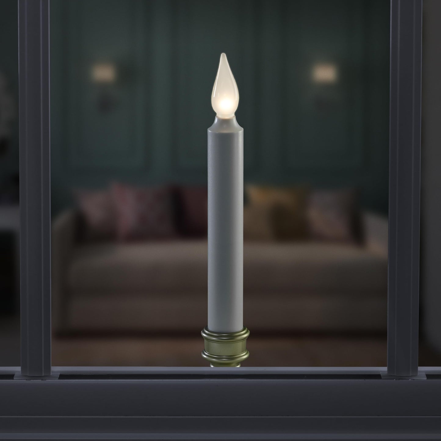 612 Vermont LED Battery Operated Window Candles with Timer, Bright Hot Spot, VT-1506P-4 (Pack of 4, Pewter)