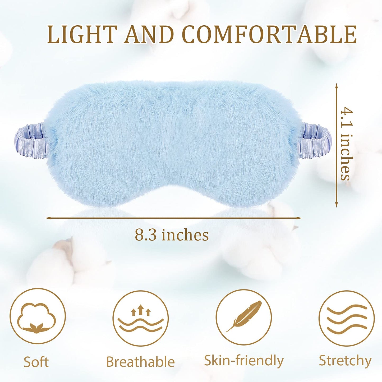 SATINIOR 6 Pieces Plush Eye Mask Soft Sleeping Blindfold Fluffy Eye Cover for Girls and Adult Party Favors