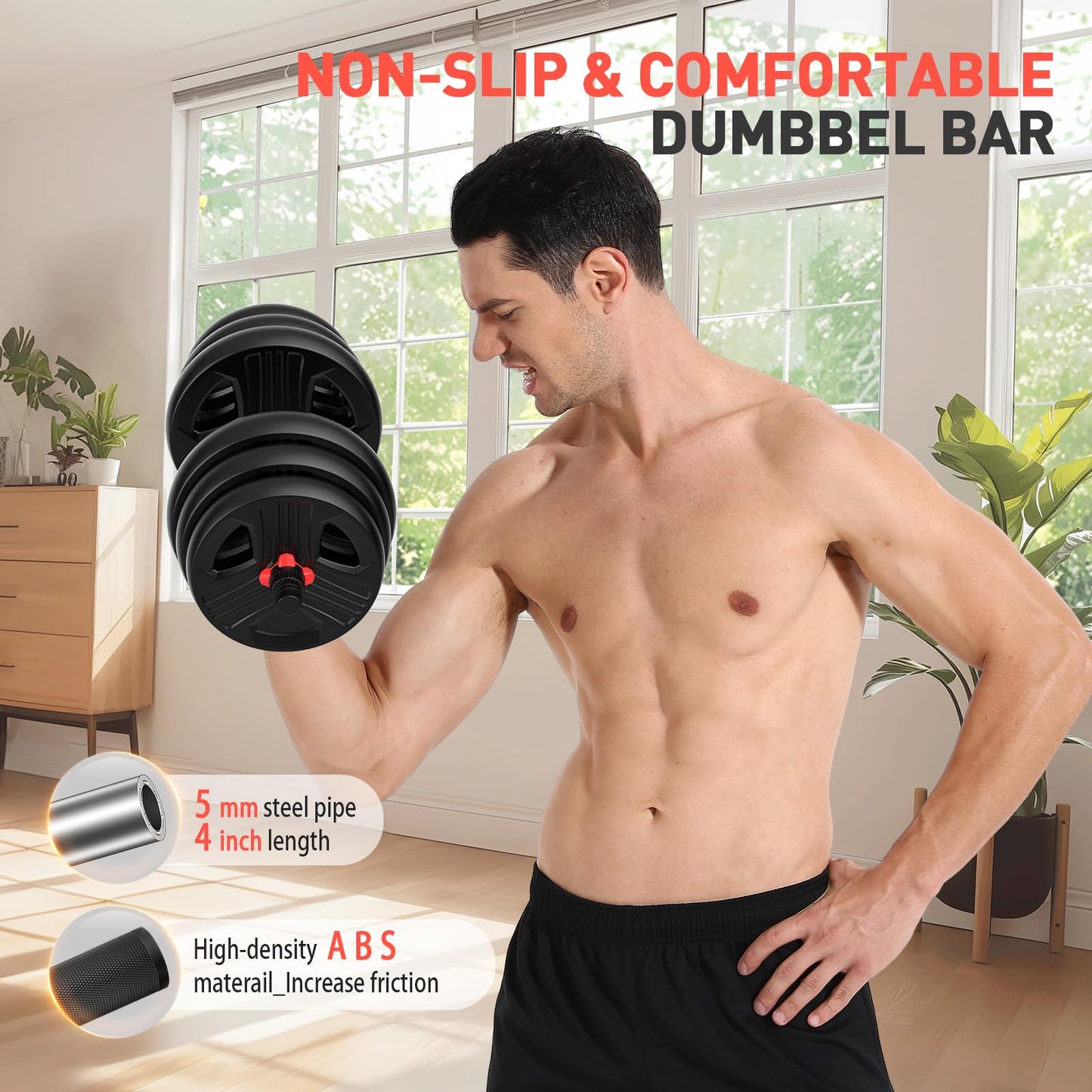 UKEEP Adjustable Dumbbells Sets, 20/30/40/60/80lbs Free Weights Dumbbells Set of 2 Convertible To Barbell A Pair of Lightweight for Home Gym, Women and Men Equipment
