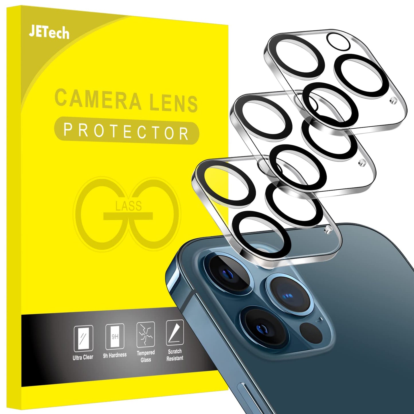 Jetech Camera Lens Protector For Iphone 12 Pro Max 6.7-Inch, 9H Tempered Glass, Hd Clear, Anti-Scratch, Case Friendly, Does Not