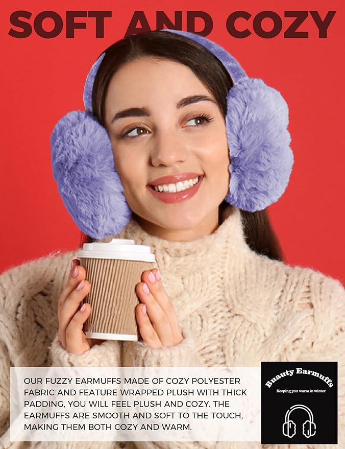 Buauty Ear Muffs Winter Women Men Soft Earmuffs Cute Ear Covers Cold Weather Fluffy Ear Warmers Headband Winter Accessories