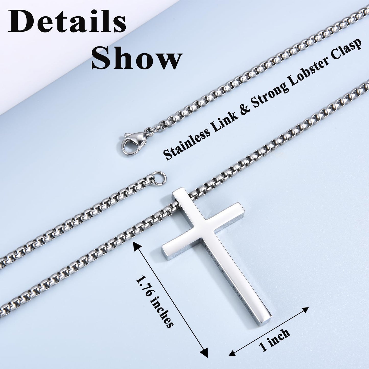 OAVOOK Cross Necklace Gifts for Brother from Sister Christian Gift for Teen Boys on Birthday Christmas Fathers Day Graduation