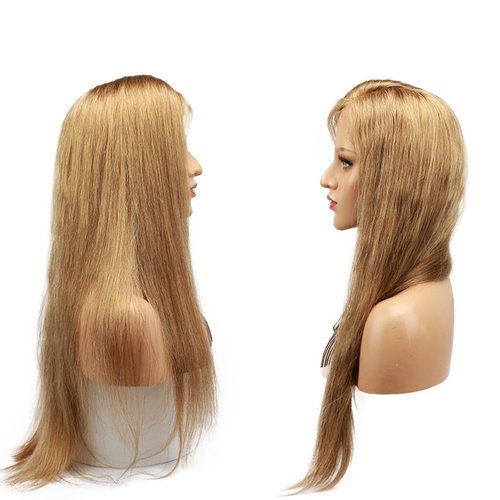 Dreambeauty #18 Pure Blonde Color Lace Front Human Hair Wig for Women Brazilian Remy Glueless Full Lace Human Hair Wig with Baby Hair Pre-Plucked Natural Hairline (20 inch, Lace Front)