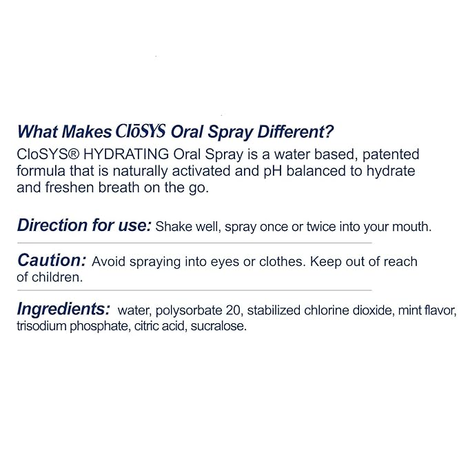 CloSYS Oral Breath Spray, Sugar Free Mouth Spray for Bad Breath, pH Balanced Mint Flavored 0.31oz (3 Count)