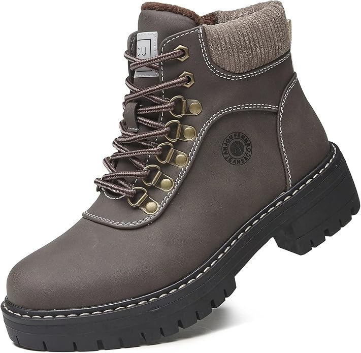 ANJOUFEMME Work Winter Hiking Boots For Women - Womens Snow Outdoor Casual Lace up Ankle Boots Waterproof Lightweight Warm...