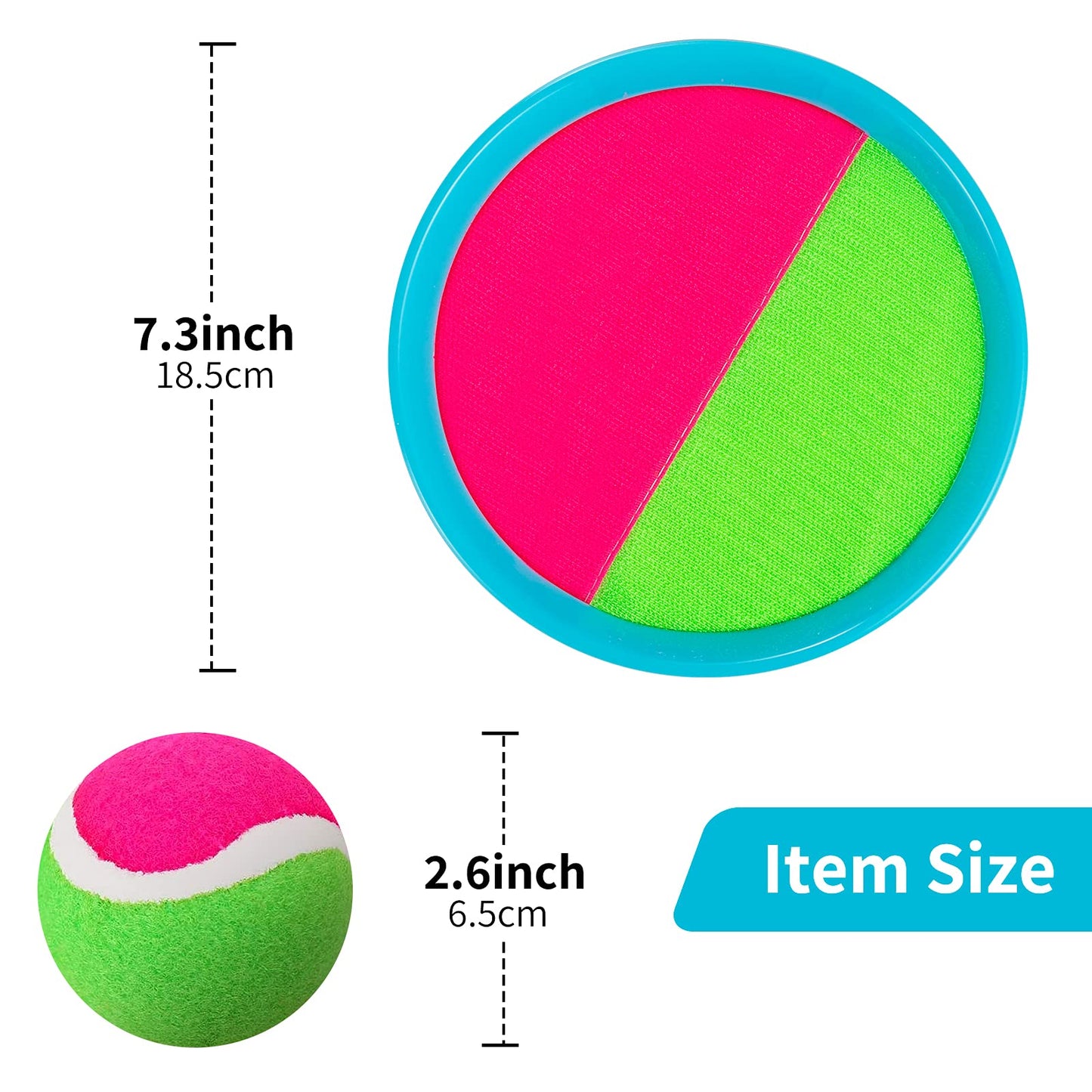 Outdoor Games for Kids - Outside Toys for Kids Ages 4-8, Toss and Catch Ball Set, with 4 Paddles 3 Balls, and 1 Storage Bag, Yard Games Boys Girls Birthday Gifts New Year Gifts- 4 Blue