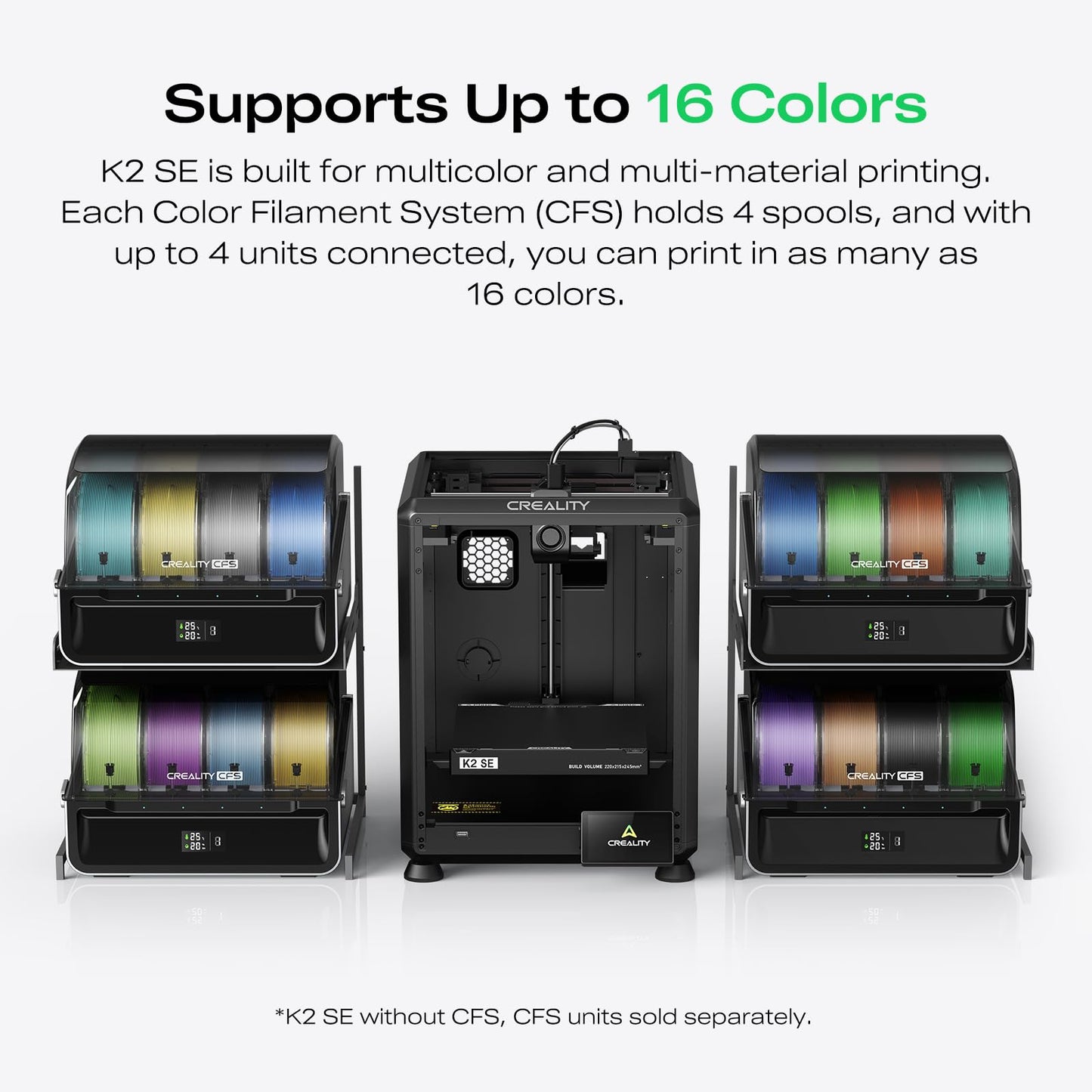 Creality K2 SE 3D Printer, Max High-Speed 500mm/s, Support Multicolor Printing Needs CFS Bundle with 74Pcs 3D Printing Tool Wrap Kit