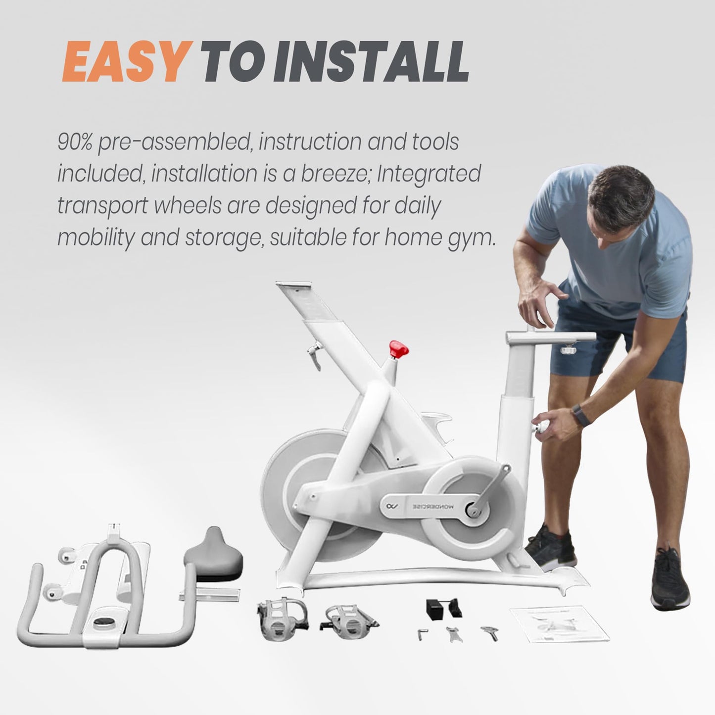 Wonder Core Exercise Bike, Wondercise Bike - 32-Level Magnetic Resistance Stationary Bike for Home Gym, Indoor Cycling with 13.2lbs Flywheel, Exclusive App, Tablet Holder, Adjustable Seat/Handlebars