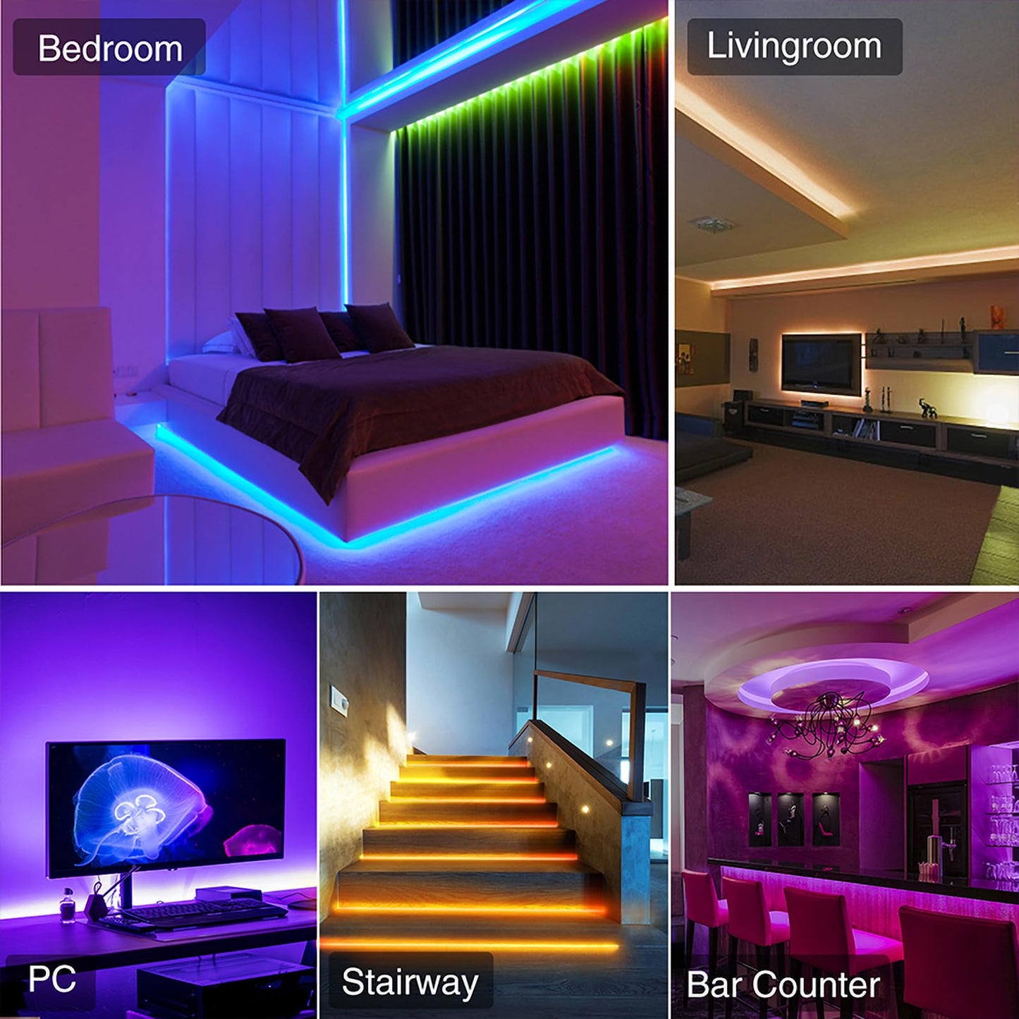 3mm COB Strip Light, DC 24V Blue 16.4ft Flexible Cuttable Ultra-Thin LED Tape CRI>90 Uniform Dotless 400LEDs/M LED Light for for Christmas Bedroom Home Kitchen Cabinet Decor (NO Power Supply)