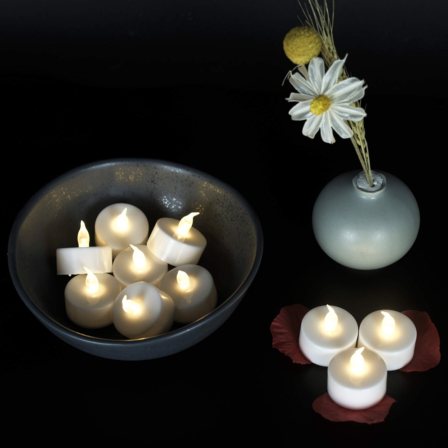 400Pack Battery Tea Lights Candles - LED Tea Lights Realistic Bright Flickering Holiday Gift Operated Flameless LED Tea Light for Festival& Celebration Warm White Battery Powered(sets of 50*8)