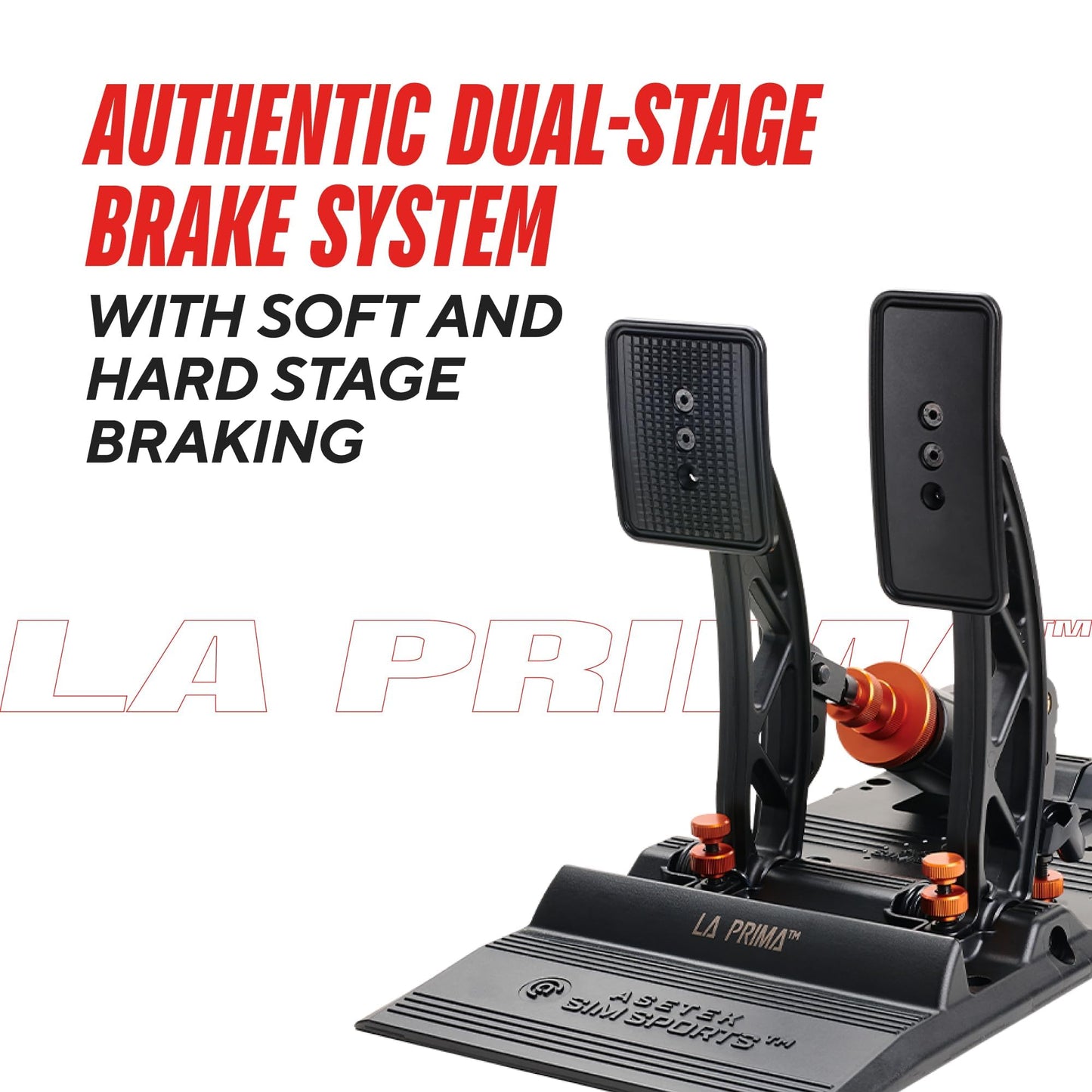 ASETEK SimSports La Prima™ Load Cell Sim Racing Pedals | Adjustable and Customizable Sim Pedals Arms | Built to Replicate Real-Life Racing sim | PC Compatible