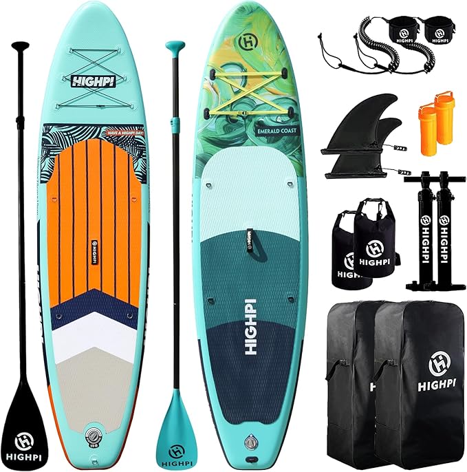 Highpi Inflatable Stand Up Paddle Boards, Ultra-Light SUP for All Skill Levels, w/Accessories Backpack, Anti-Slip Deck, Le...