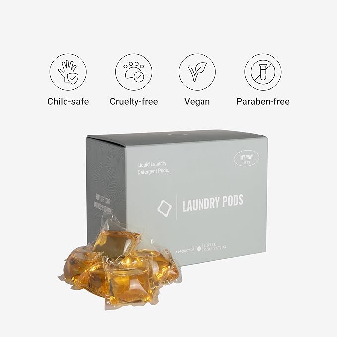 Hotel Collection Laundry Pods – My Way Scent w/Sandalwood, Oud Wood & Leather for Luxe Laundry – 45ct