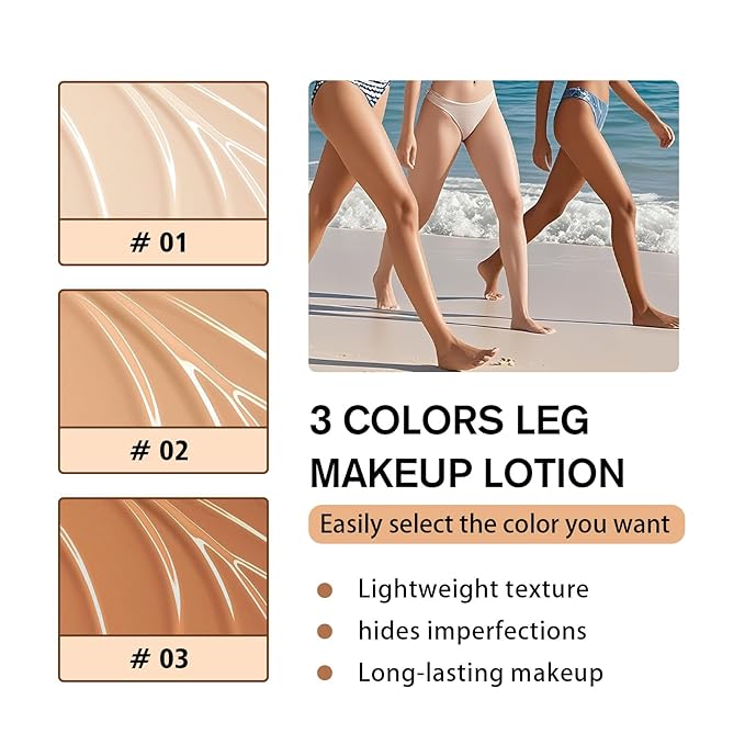 Leg Makeup Waterproof No Transfer,Flawless Looking Leg and Body Scar Cover up Makeup,Waterproof Long Last Easy Application for All Skin Tones. (1# Fairest Glow)
