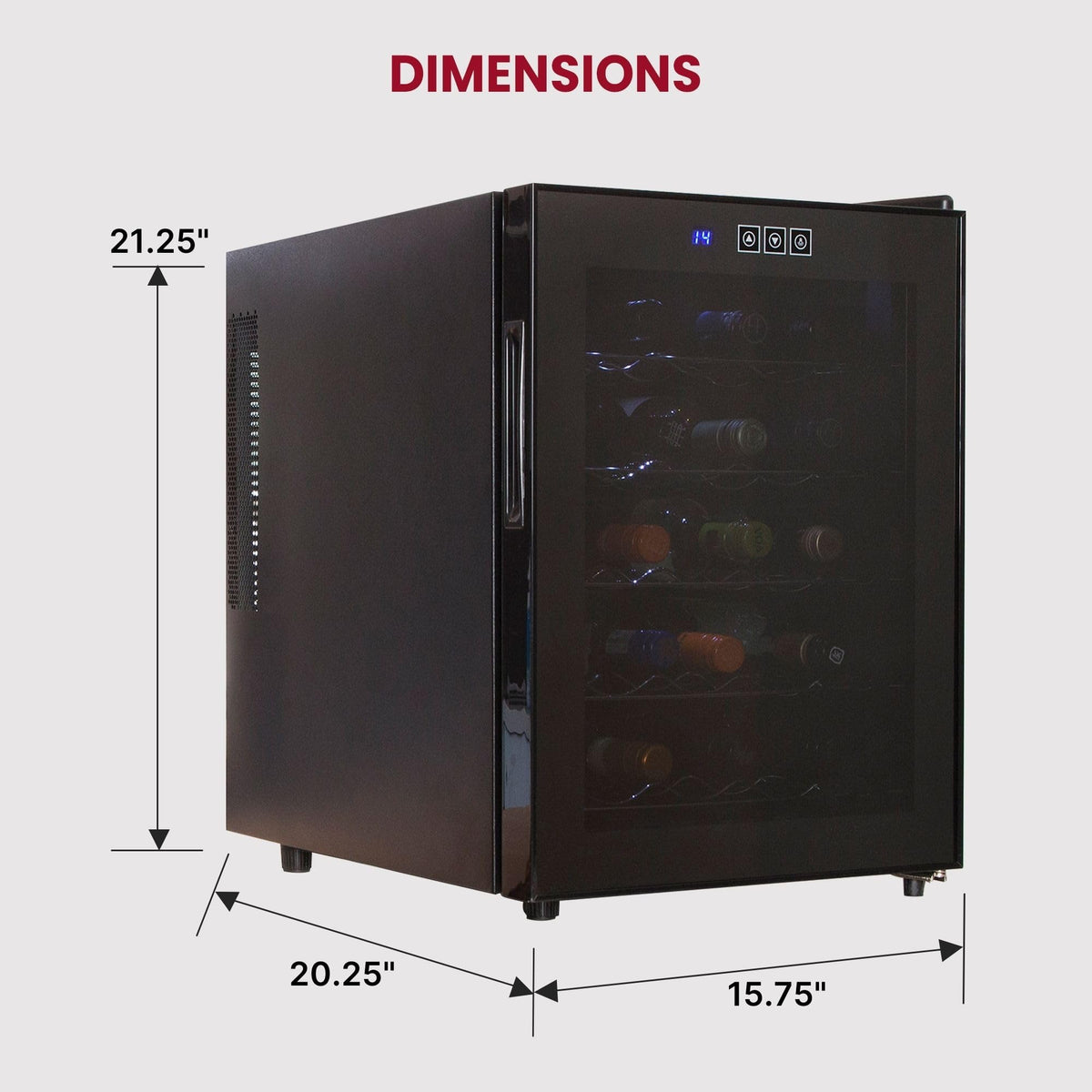 Koolatron Wine Fridge - Wine Cooler, 20 Bottle Wine Cabinet for Champagne, Red & White Wine, Freestanding Cellar For Bar, Home, Kitchen, Double Paned Glass Door, (48L)