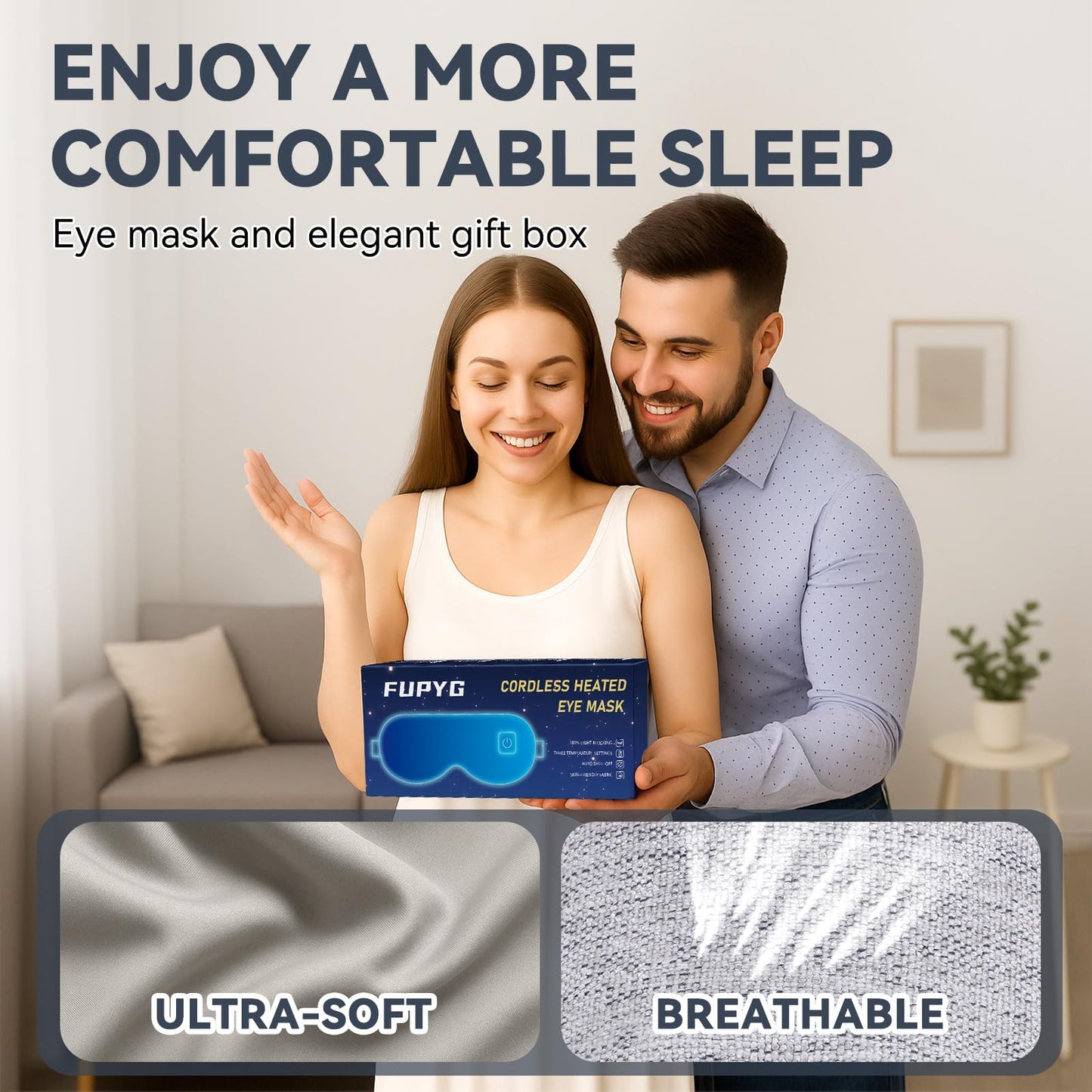 Heated Eye Mask - Cordless Eye Mask for Dry Eyes, Eye Relief, Eye Heating pad Improved Sleep,Travel, Office, Includes Removable and Washable Shells