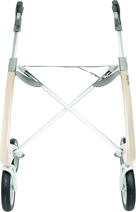 byACRE Carbon Ultralight Rollator Walker with Organizer Bag, Wide Track, Oyster White