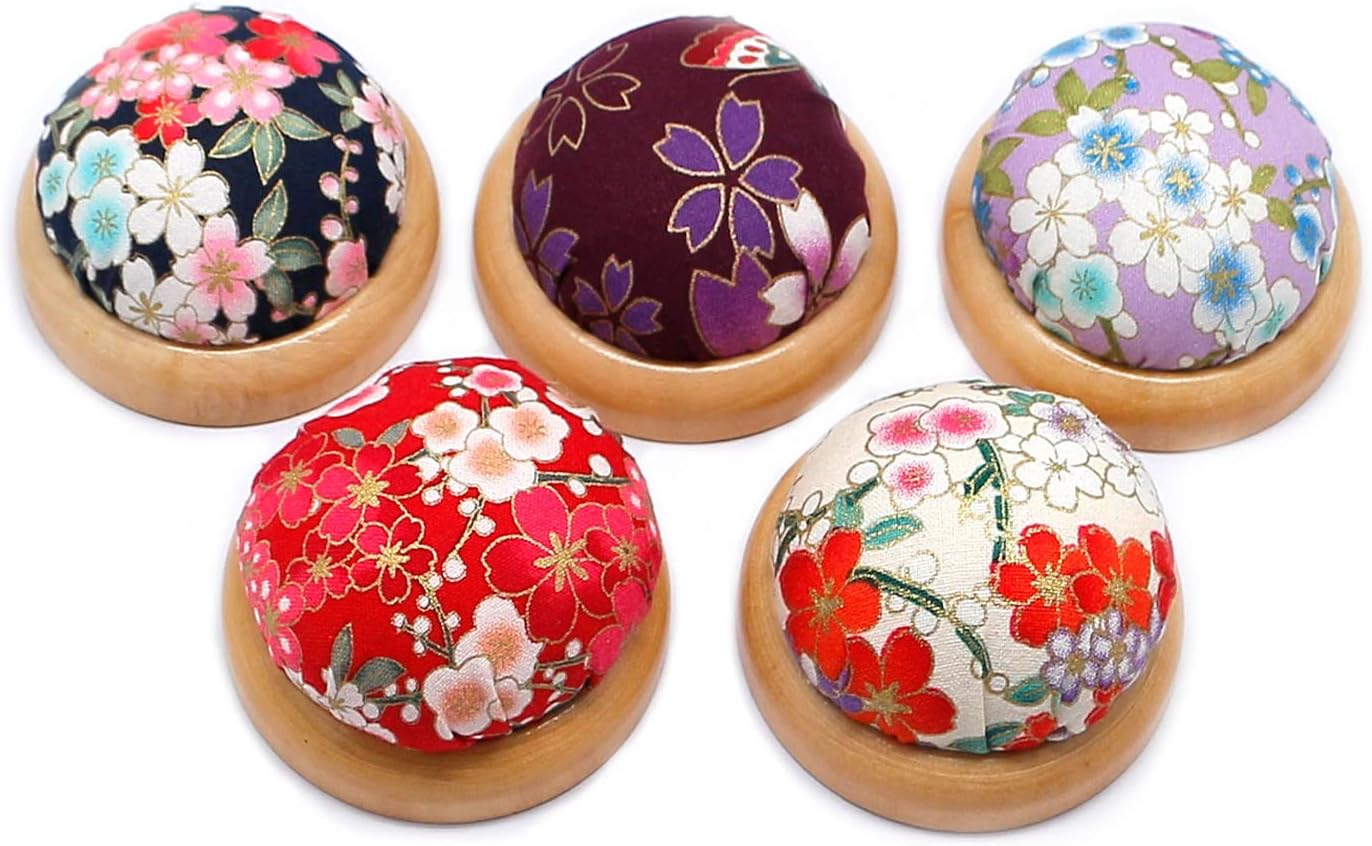 Fbshicung Pin Cushions Sewing Needle Cushion Holder Band Wearable Pincushions for Sewing (Japanese Flower 5)