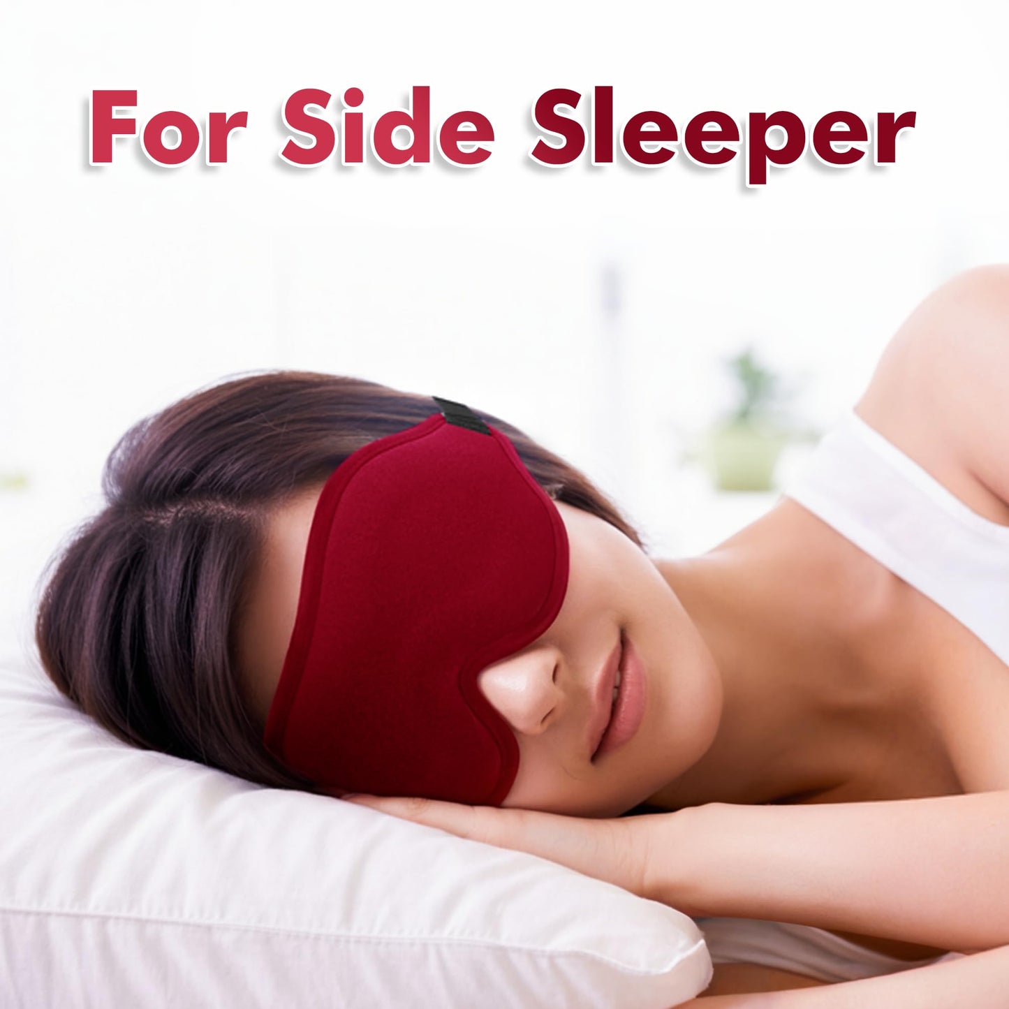 Sleep Eye Mask for Men Women, Lash Extensions 3D Sleeping Mask, Travel Blackout Night Blindfold Eye Shade Cover with Adjustable Strap (Red-3D)