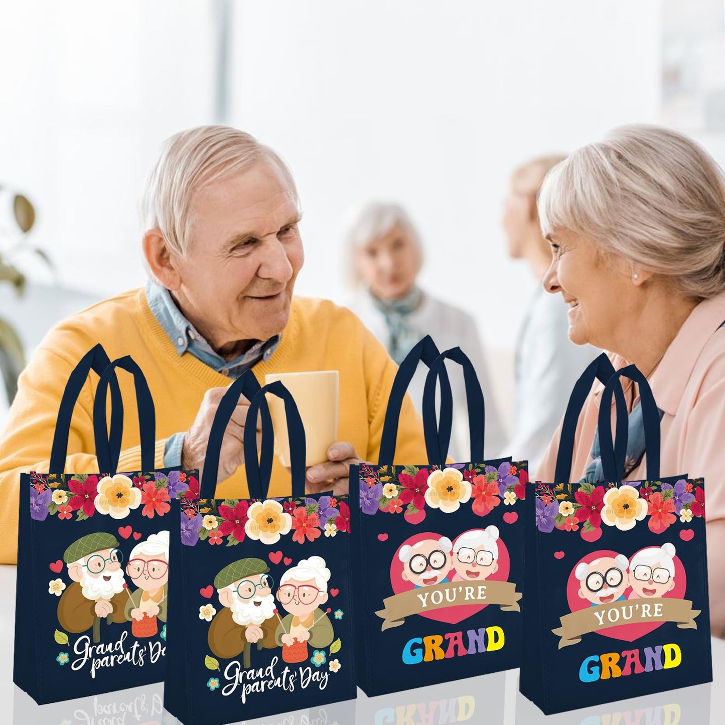 VDESFUEBY 20Pcs Happy Grandparents Day Bags Grandparents Day Decorations, Grandparents Day Sign Best Grandparent Gift Favor Bags for Grandma & Grandpa Retirement Party Decorations Supplies