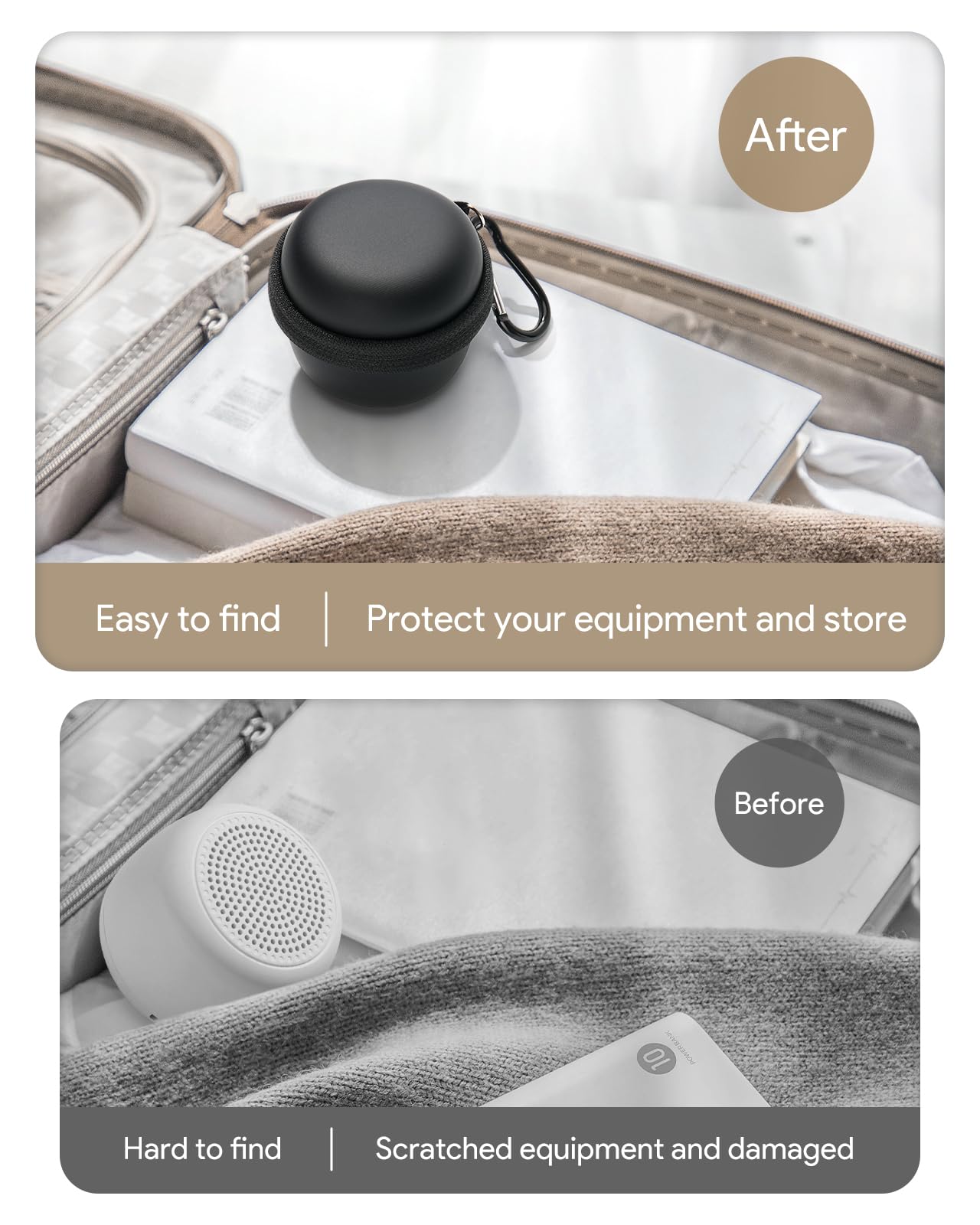 Carrying Case for Babelio White Noise Machine, Mini Sound Machine Protective Compact Traveling Storage Bag, Scratches Shockproof Waterproof (Only Case) (Black, S)